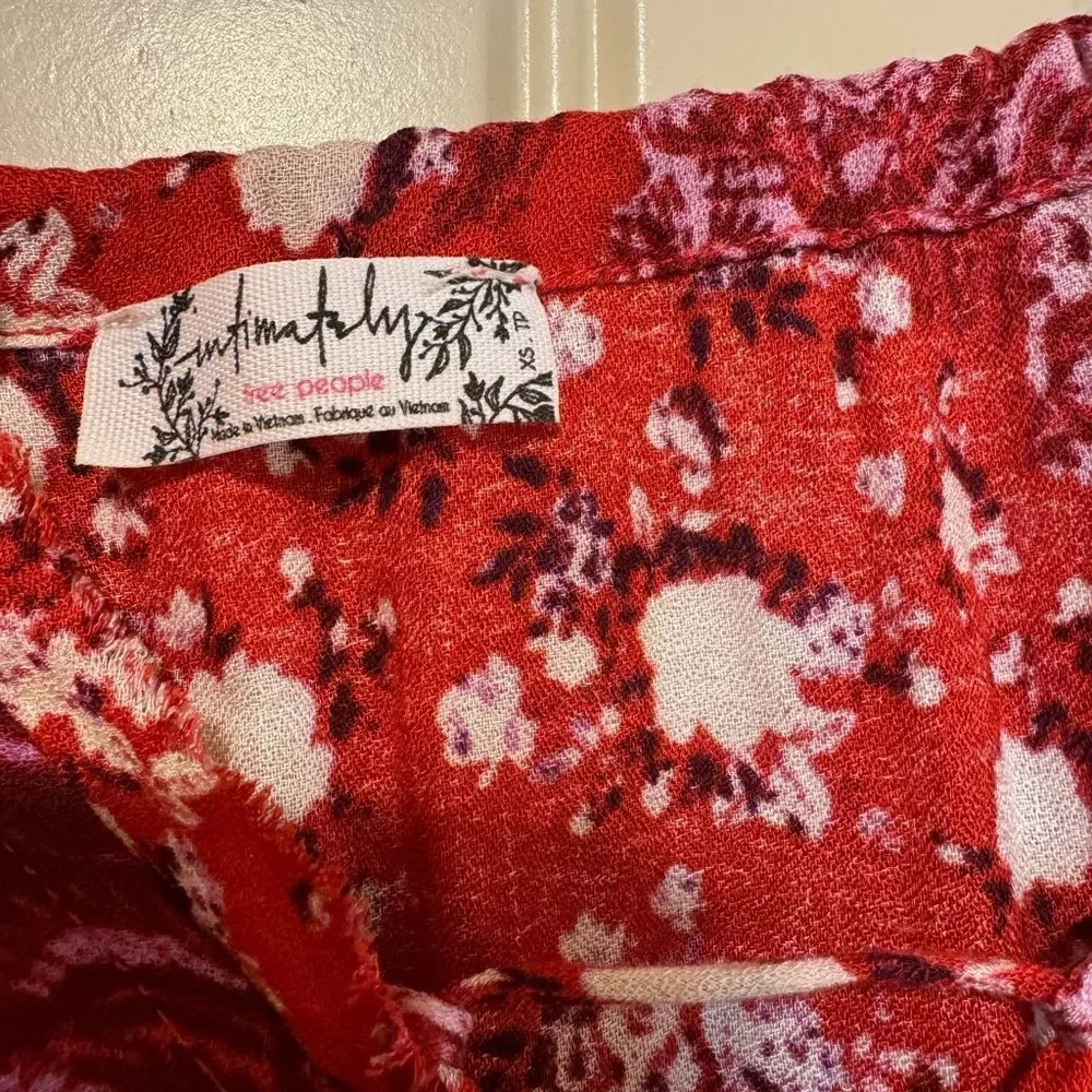 Free People Work Of Art Printed Maxi Slip | XS | Ruby Combo